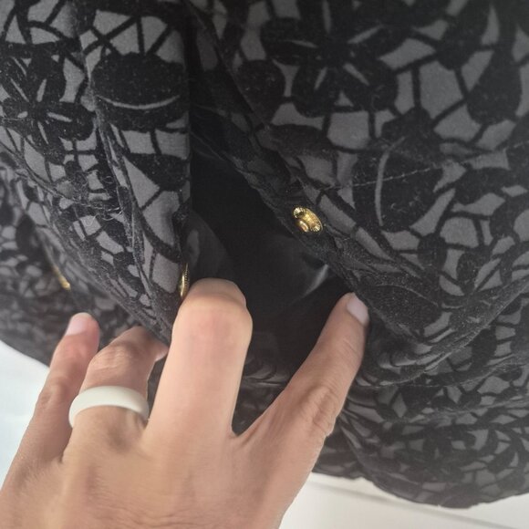 Kenneth Cole Black Velvet Floral Winter Puffer Vest - Picture 2 of 6